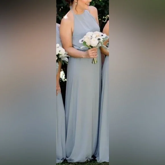 Show Me Your MuMu Light Blue Bridesmaids Halter top backless gown